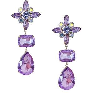 Elegant Purple Gemstone Drop Earrings